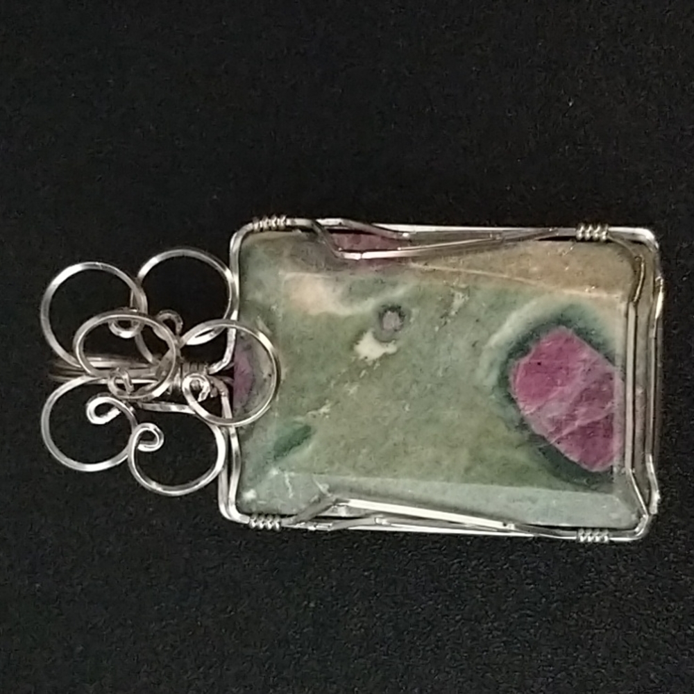 Real, Raw, Uncut RUBY & Fuschite hand made pregnant Wire Wrapped in Silver
